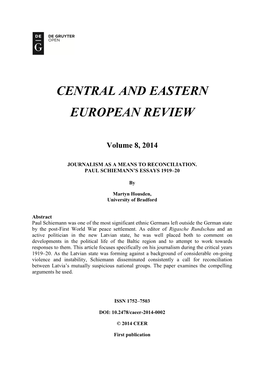 Central and Eastern European Review