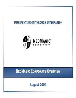 Neomagic Corporate Overview