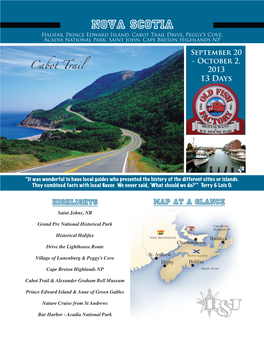 Nova Scotia Halifax, Prince Edward Island, Cabot Trail Drive, Peggy’S Cove, Acadia National Park, Saint John, Cape Breton Highlands NP