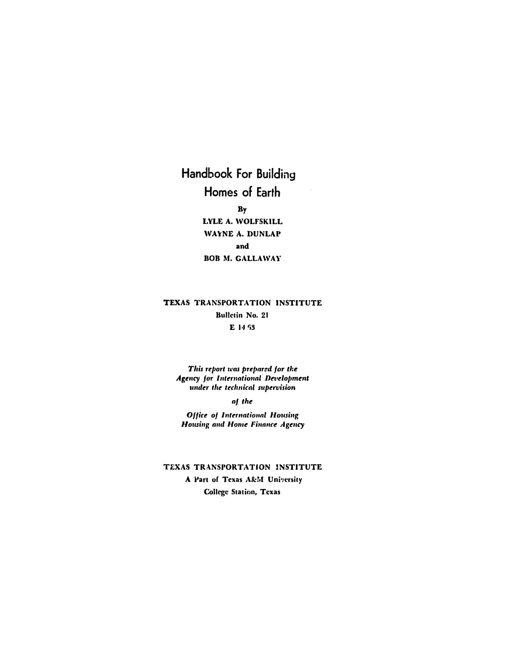 Handbook for Building Homes of Earth by LYLE A