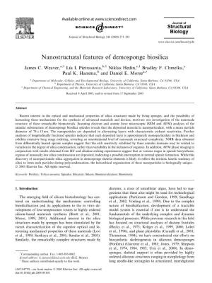 Nanostructural Features of Demosponge Biosilica