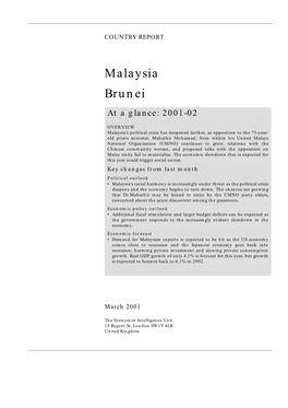 Malaysia Brunei at a Glance: 2001-02