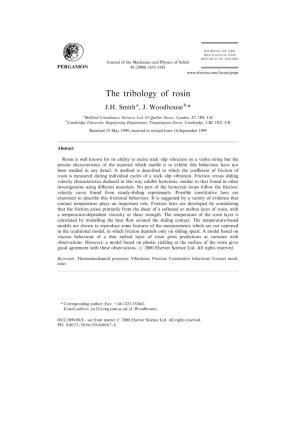 The Tribology of Rosin
