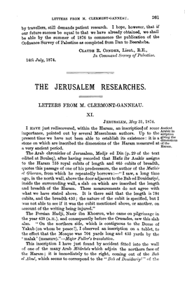 The Jerusalem Researches