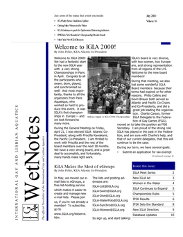 Welcome to IGLA 2000! by John Peller, IGLA Atlantic Co-President