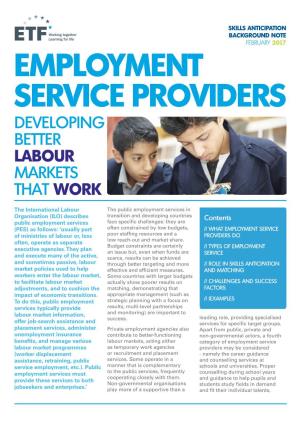 Employment Service Providers Developing Better Labour Markets That Work