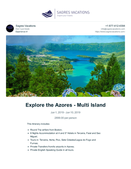 Explore the Azores - Multi Island