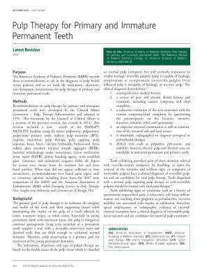 Pulp Therapy for Primary and Immature Permanent Teeth