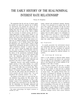 The Early History of the Real/Nominal Interest Rate Relationship