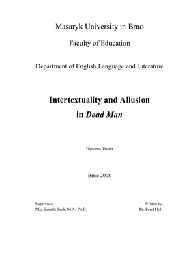 Intertextuality and Allusion in Dead Man
