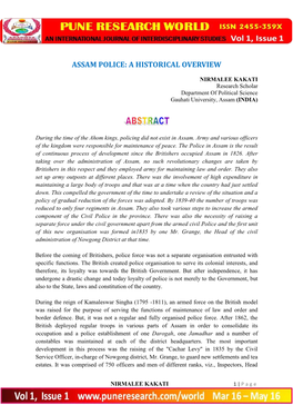 Assam Police: a Historical Overview