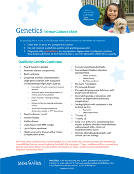 Geneticsreferral Guidance Sheet Qualifying Genetics Conditions