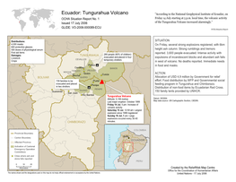Tungurahua Volcano "According to the National Geophysical Institute of Ecuador, on OCHA Situation Report No