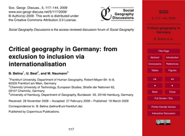 Critical Geography in Germany