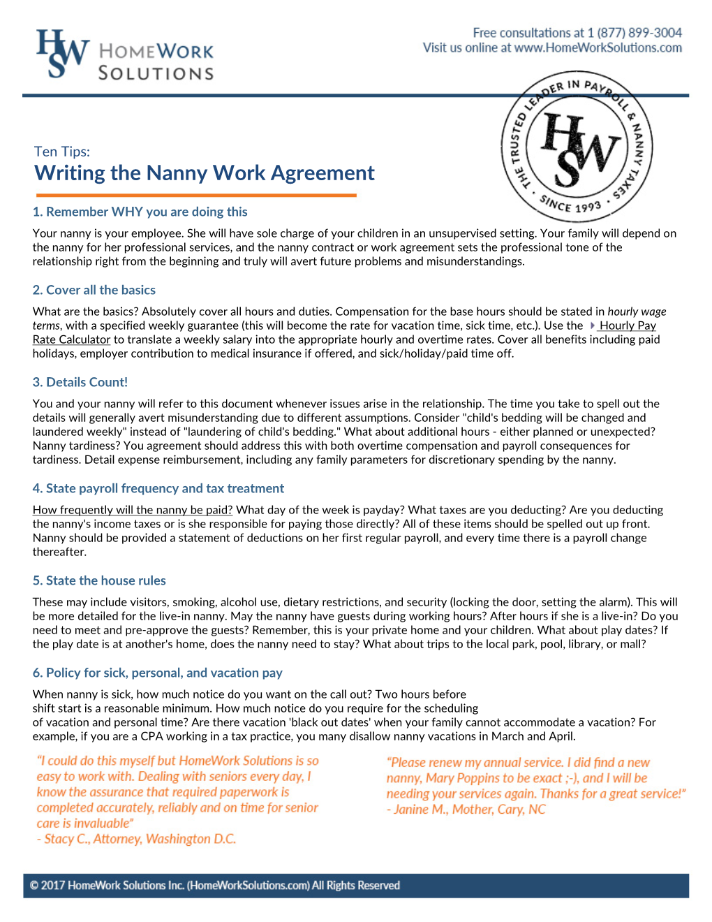 The Nanny Work Agreement