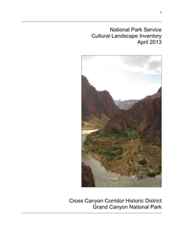Cultural Landscape Inventory: Cross Canyon