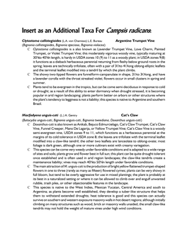 Insert As an Additional Taxa for Campsis Radicans