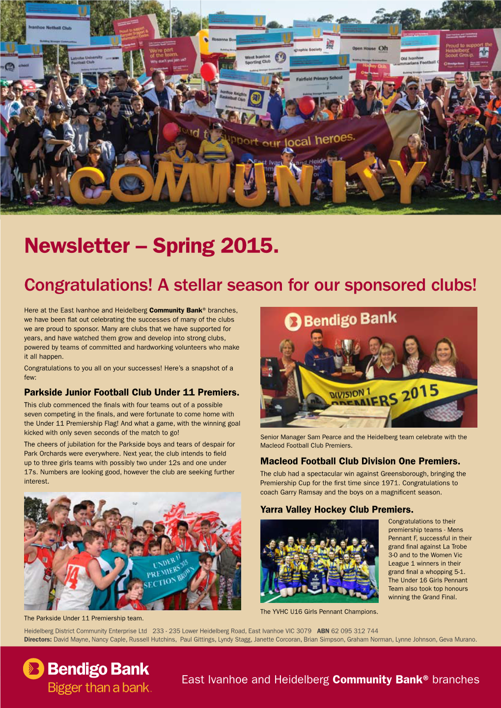 Newsletter – Spring 2015