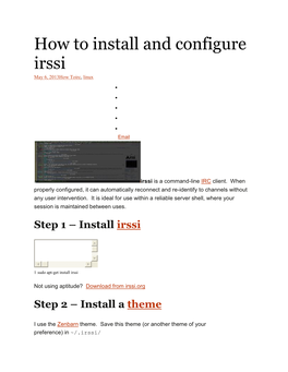 How to Install and Configure Irssi May 6, 2013How Toirc, Linux