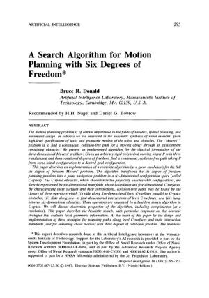 A Search Algorithm for Motion Planning with Six Degrees of Freedom*