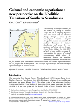 A New Perspective on the Neolithic Transition of Southern Scandinavia Kurt J