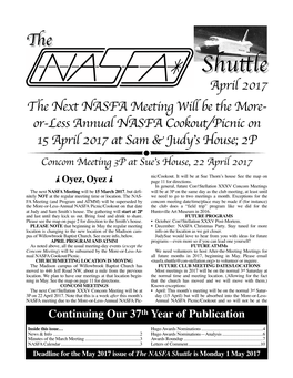 April 2017 NASFA Shuttle