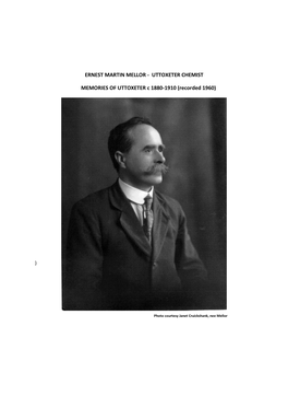 Ernest Martin Mellor - Uttoxeter Chemist