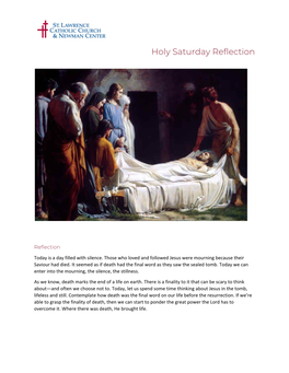 Holy Saturday Reflection