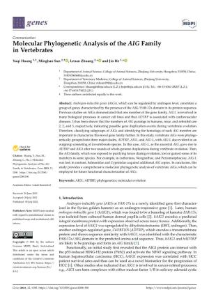 Molecular Phylogenetic Analysis of the AIG Family in Vertebrates