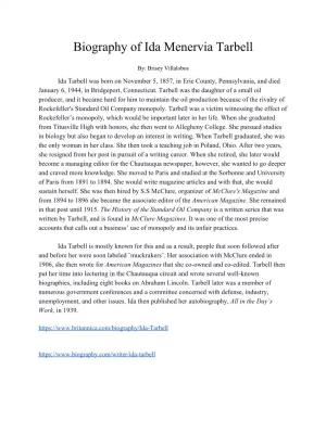 Biography of Ida Menervia Tarbell