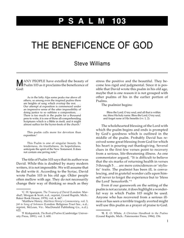 The Beneficence of God