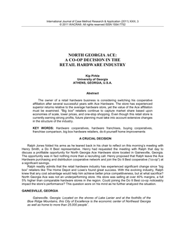 North Georgia Ace: a Co-Op Decision in the Retail Hardware Industry