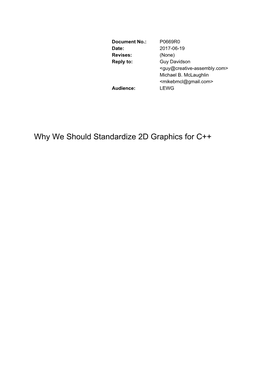 Why We Should Standardize 2D Graphics for C++