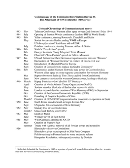 Communiqué of the Communist Information Bureau #6 the Aftermath of WWII (Thru the 1950S Or So)