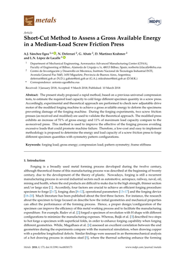 Short-Cut Method to Assess a Gross Available Energy in a Medium-Load Screw Friction Press