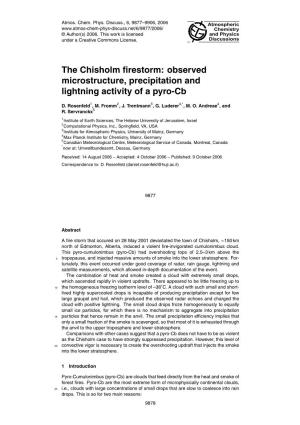 The Chisholm Firestorm: Observed Microstructure, Precipitation And