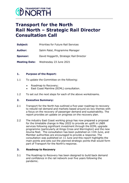 Strategic Rail Director Consultation Call