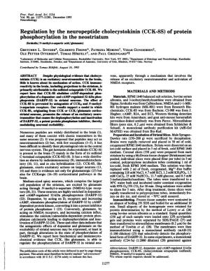 CCK-8S) of Protein Phosphorylation in the Neostriatum (Forskonln/N-Methyl-D-Aspartic Acid/Glutamate) GRETCHEN L
