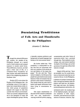 Persisting Traditions of Folk Arts and Handicrafts in the Philippines