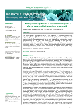 Hepatoprotective Potentials of Picralima Nitida Against in Vivo Carbon Tetrachloride-Mediated Hepatotoxicity