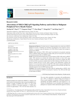 Aberrations of TBX2-CHK2-P53 Signaling Pathway and Its Role In