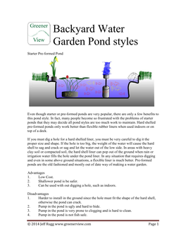 Backyard Water Garden Pond Styles