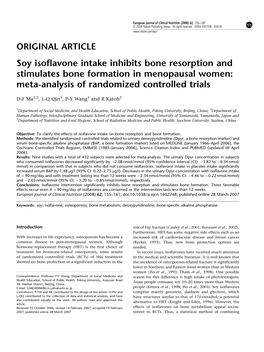 Soy Isoflavone Intake Inhibits Bone Resorption and Stimulates Bone Formation in Menopausal Women: Meta-Analysis of Randomized Controlled Trials