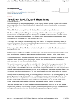 President for Life, and Then Some - Nytimes.Com Page 1 of 2