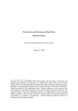 The Structure and Performance of Patent Pools: Empirical Evidence