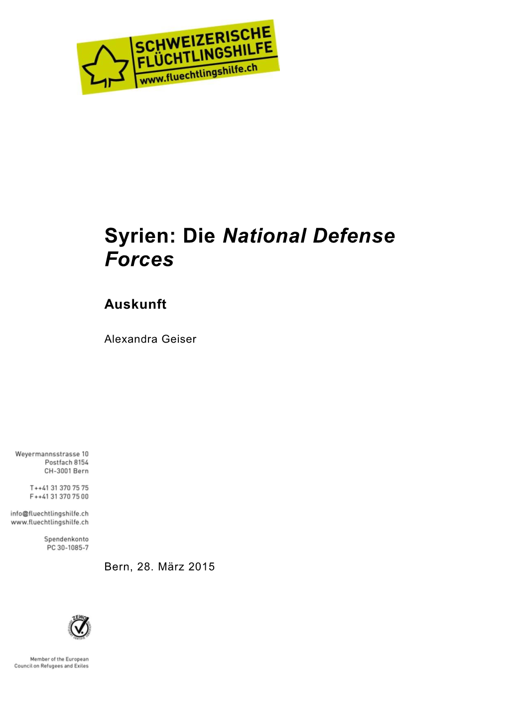 Syrien: Die National Defense Forces