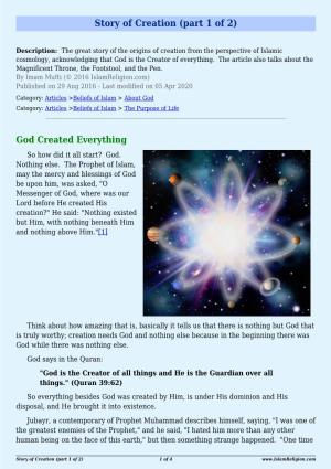 Story of Creation (Part 1 of 2)