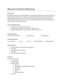 Bicycle Facilities Planning