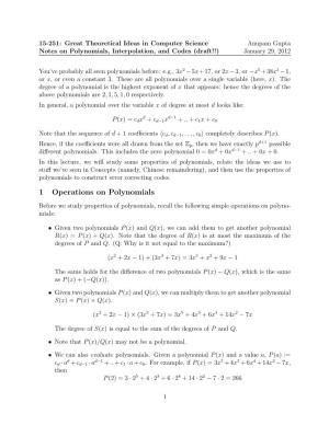 1 Operations on Polynomials