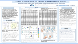 Analysis of Rainfall Trends and Extremes in the Minor Season of Ghana Mohammed Braimah, Vincent A